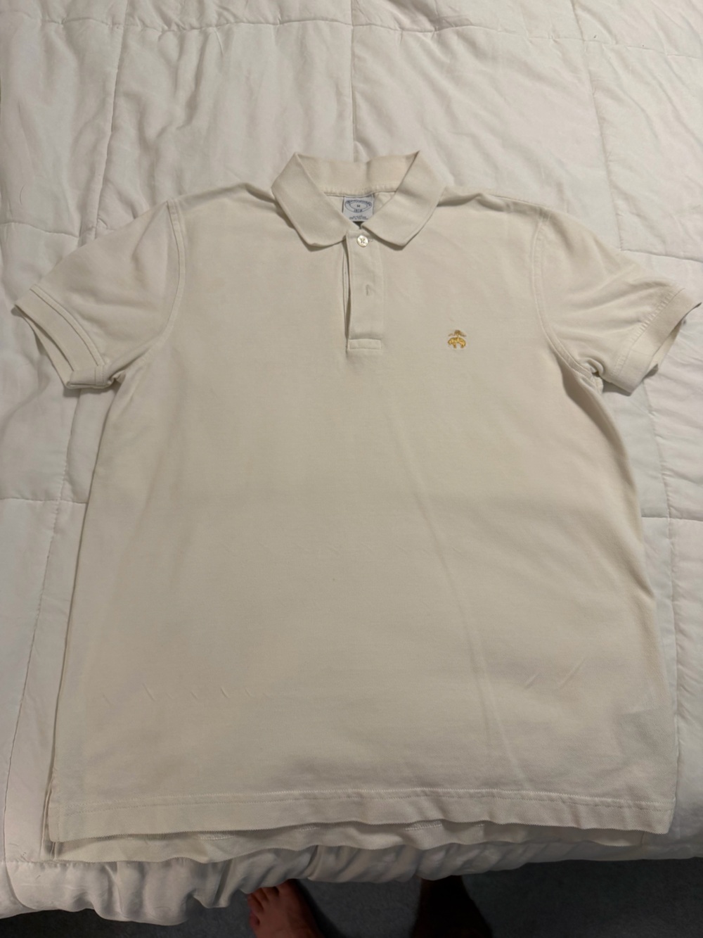 Brooks Brothers Cream Polo with Small Embroidered Logo